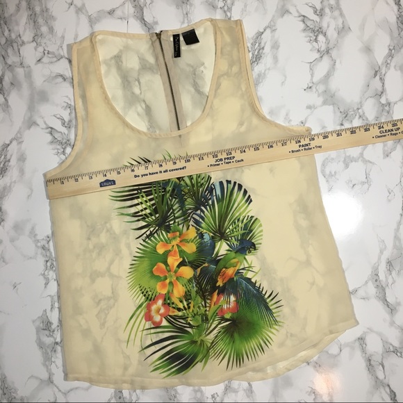 Nue Options Petite Tropical Sheer Tank Top PL - Picture 3 of 6